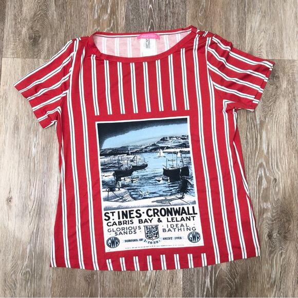 Apriori by Escada Vintage Striped Graphic Tee 12 EUC - Picture 1 of 7